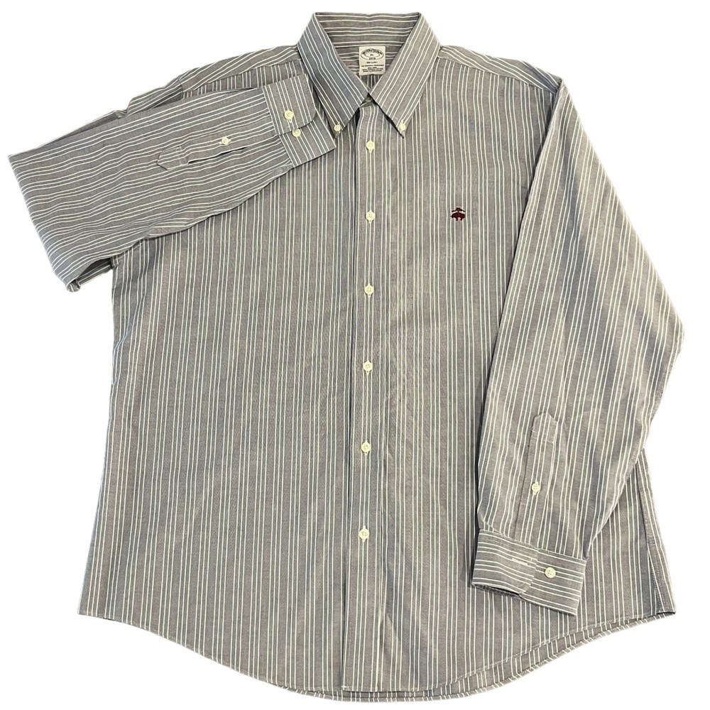 Brooks Brothers Shirt Mens XL Gray 1818 Regent L/S B/U Cotton - Picture 3 of 10